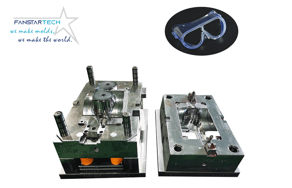 PC透明護(hù)目鏡塑膠注塑雙色模具定制 PC透明護(hù)目鏡塑膠注塑雙色模具定制